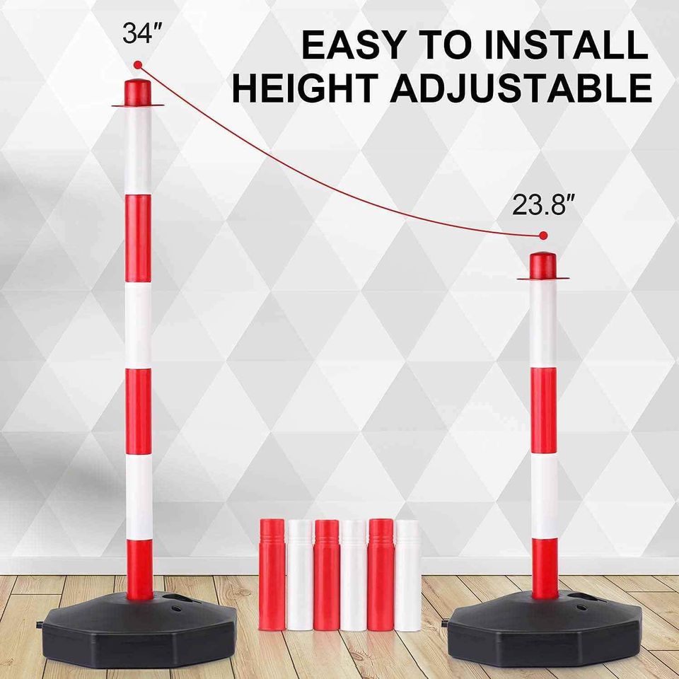 Traffic Delineator Post Cones with Fillable Base, Portable Parking Pole Barrier with chain