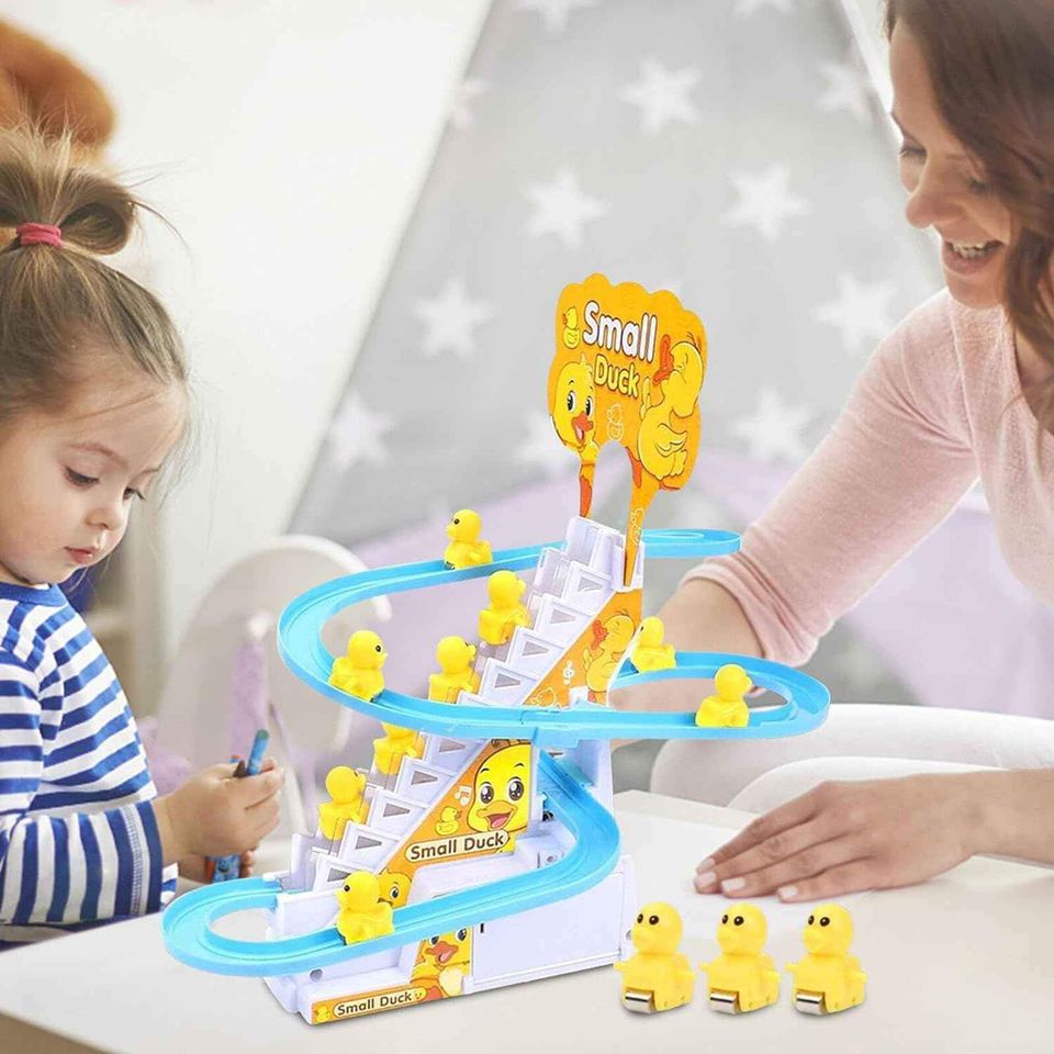 Small Duck Climbing Duck Slide Toy Duck Roller Coaster Toy Electric Duck Climbing Stairs