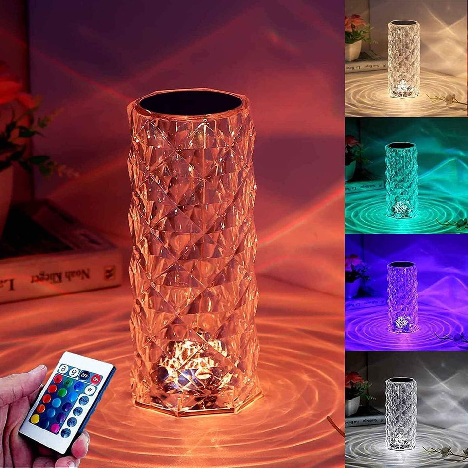 Crystal Diamond Table Lamp 16 Color Changing RGB Touch Control Bedside Lamp USB.