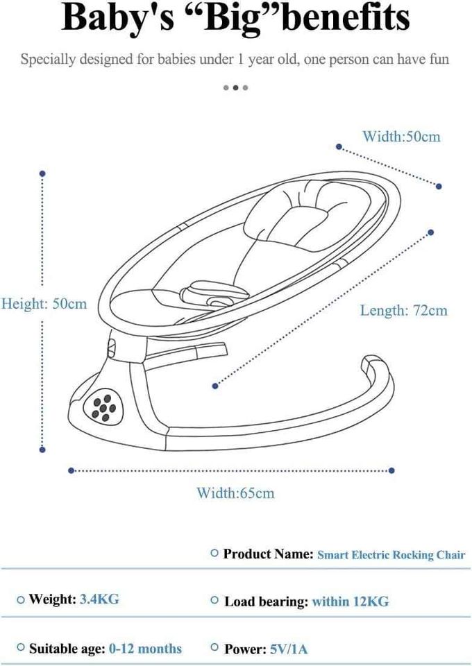 Bluetooth Electric Rocker Baby Swing Bouncer Seat Chair w/Music