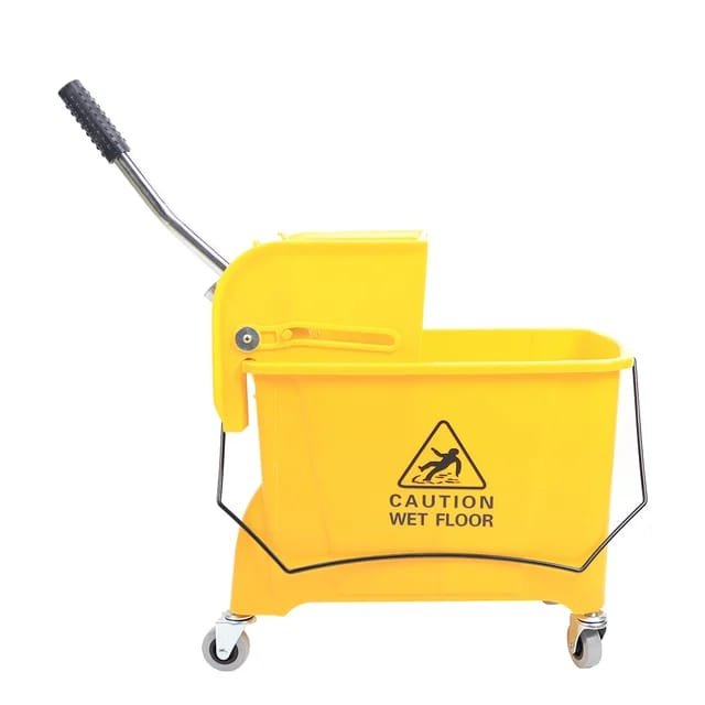 Aksonz Mop Bucket with Wheel and Wringer - 20 Liters, Yellow