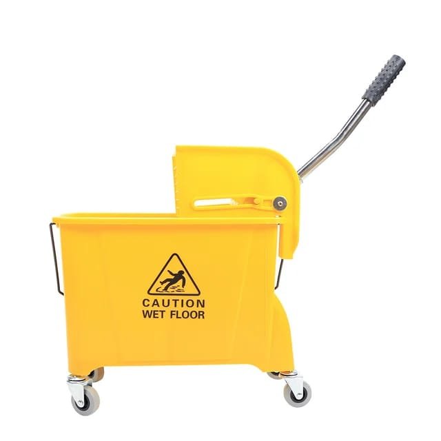 Aksonz Mop Bucket with Wheel and Wringer - 20 Liters, Yellow