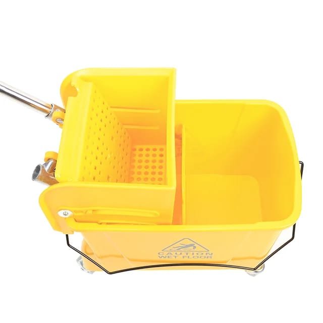 Aksonz Mop Bucket with Wheel and Wringer - 20 Liters, Yellow