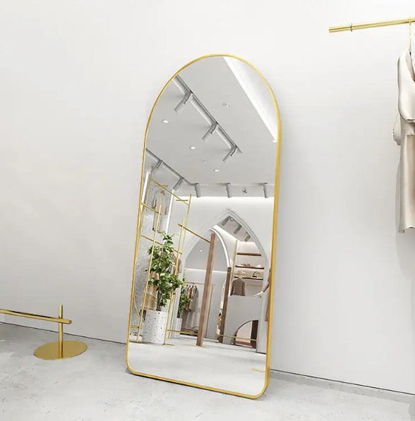 Full Length Arched Mirror Floor Mirror Aluminum Frame 180x65cm