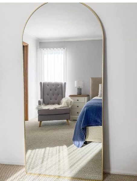 Full Length Arched Mirror Floor Mirror Aluminum Frame 180x65cm