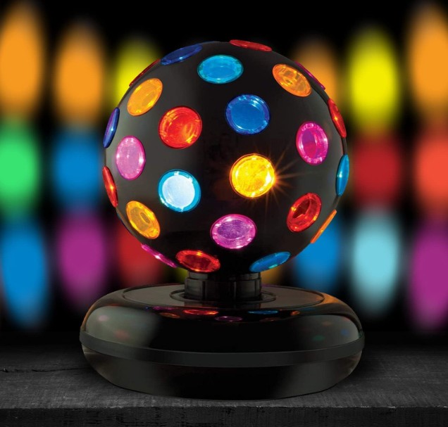 Disco Ball with led Light D15x21cm - Black for Parties, Lighting, Halloween, Christmas