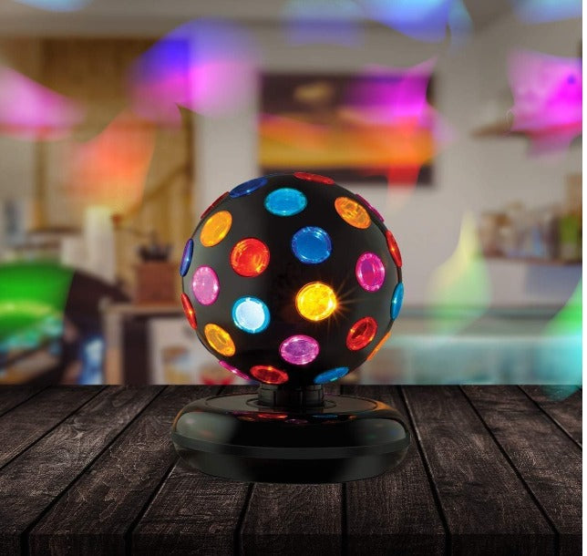 Disco Ball with led Light D15x21cm - Black for Parties, Lighting, Halloween, Christmas