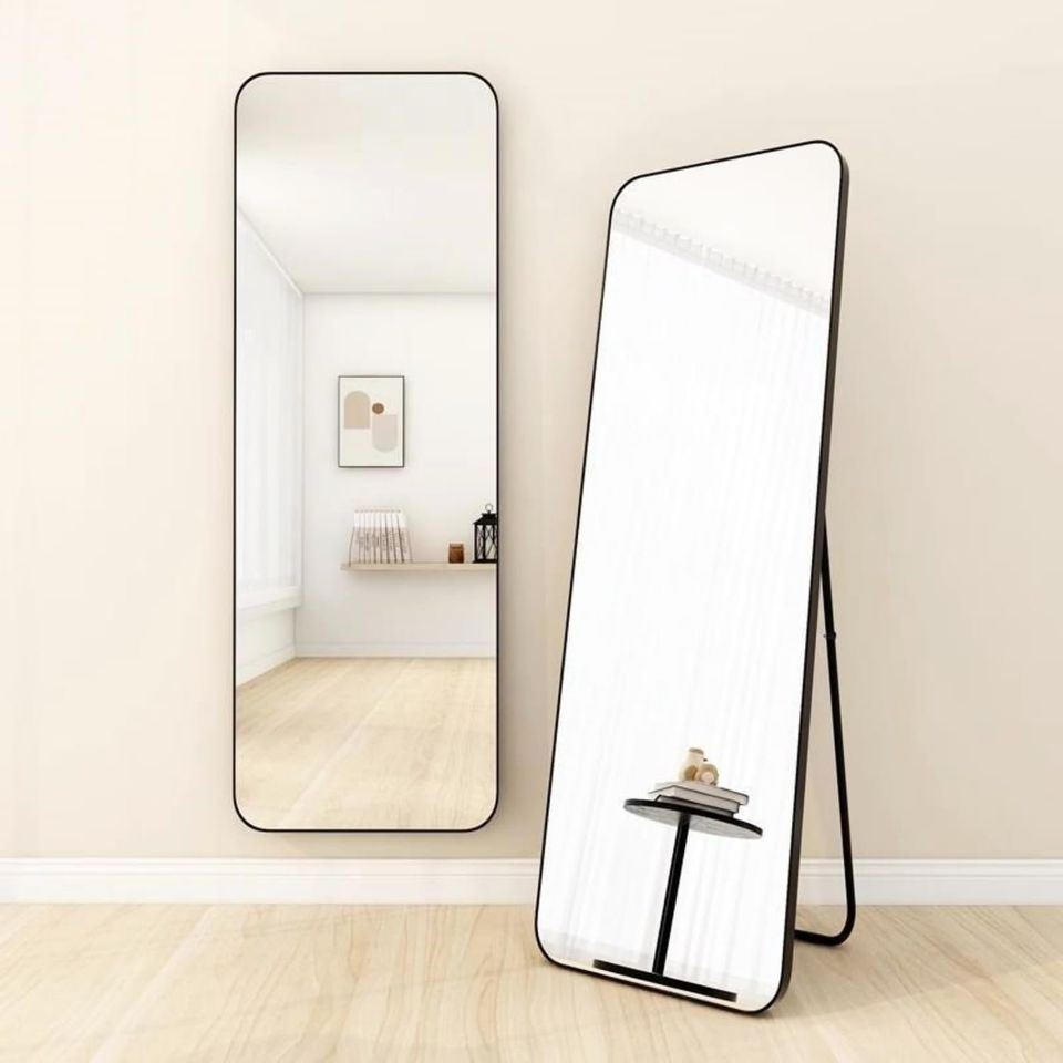 Aksonz Full Length Mirror Big Size 180x65cm, Floor Mirrors with Aluminum Alloy Frame Free-Standing Mirror