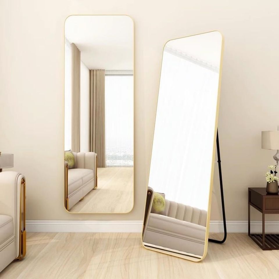 Aksonz Full Length Mirror Big Size 180x65cm, Floor Mirrors with Aluminum Alloy Frame Free-Standing Mirror