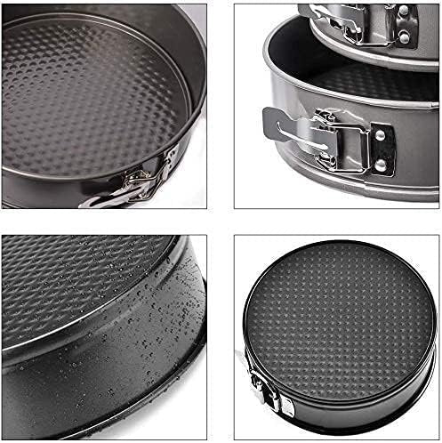 Aksonz Cake 3 Pieces of Teflon Coated Spring Form Cake Mould Pan Set | Baking Tray Black 7-8-9 Inch