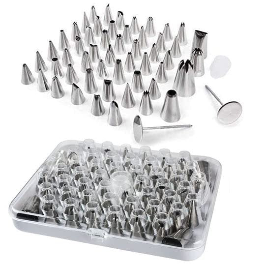 Cake Decorating Nozzles - Frosting & Sculpting Tools Set of 55 Nozzles Stainless Steel