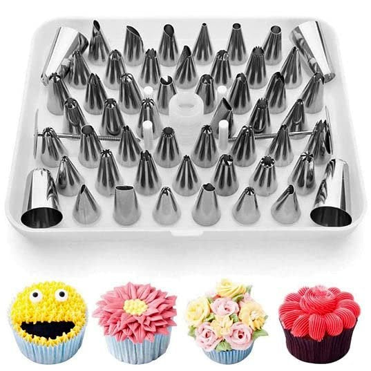 Cake Decorating Nozzles - Frosting & Sculpting Tools Set of 55 Nozzles Stainless Steel