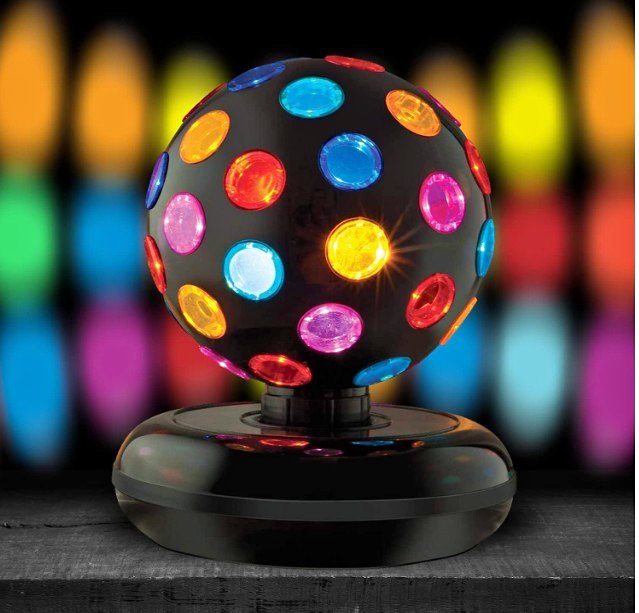 Disco Ball with led Light D15x21cm - Black for Parties, Lighting, Halloween, Christmas